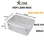ANN KHO GIA DỤNG – Hộp lạnh đựng thực phẩm inox 304, nắp nhựa, 800ml, 13.5x10.5x5.8cm