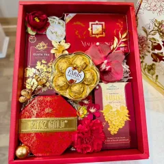 Nguồn hàng sỉ hộp Quà Tết - Quà Tặng Tết Hộp Bánh Cứng Sang Trọng Vàng Đỏ Xanh - Quà Trang Trí Tết