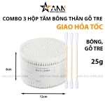Tăm Bông Ngoáy Tai Thân Gỗ 2 Đầu Mềm, Combo 3 Hộp 500 Cây