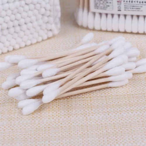 Tăm Bông Ngoáy Tai Thân Gỗ 2 Đầu Mềm, Combo 3 Hộp 500 Cây