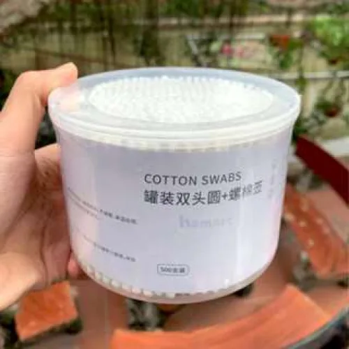 Tăm Bông Ngoáy Tai Thân Gỗ 2 Đầu Mềm, Combo 3 Hộp 500 Cây