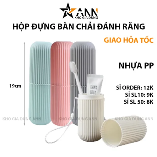 Hộp nhựa dạng ống 19cm đựng bàn chải và kem đánh răng khi đi du lịch