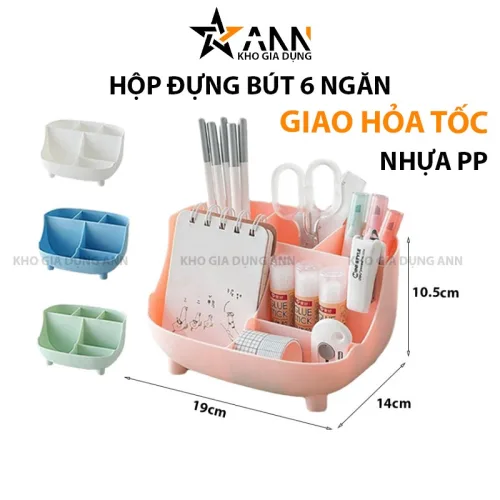 Nơi lấy sỉ hộp Đựng Bút 6 Ngăn Tặng Kèm Sticker Dễ Thương 19x14x10.5cm