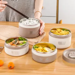 Hộp Cơm 3 Ngăn 14x22.2cm Kèm Túi Đựng Và Thìa Muỗng