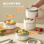 Hộp Cơm 3 Ngăn 14x22.2cm Kèm Túi Đựng Và Thìa Muỗng