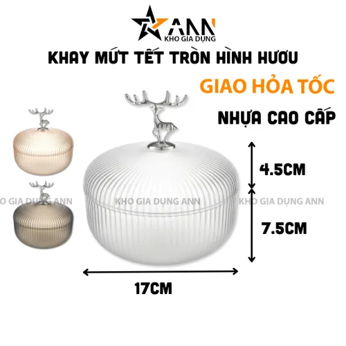 Hộp nhựa hình hươu đựng mứt, bánh kẹo và hoa quả 17x12cm