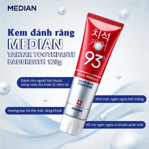Nguồn hàng sỉ kem Đánh Răng Median Màu Đỏ Dental IQ 93% Tartar Toothpaste Badbreath 120g