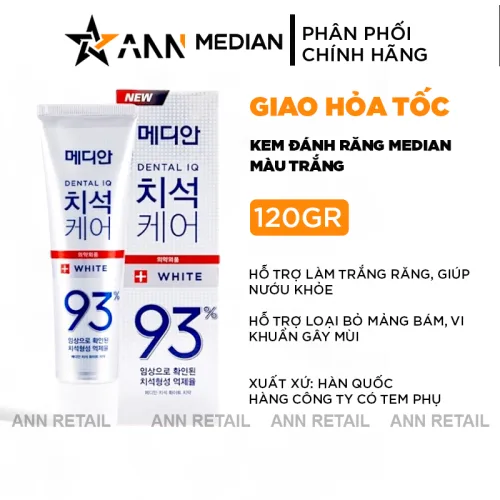 Nguồn hàng sỉ kem Đánh Răng Median Màu Trắng  Dental IQ 93% White 120g