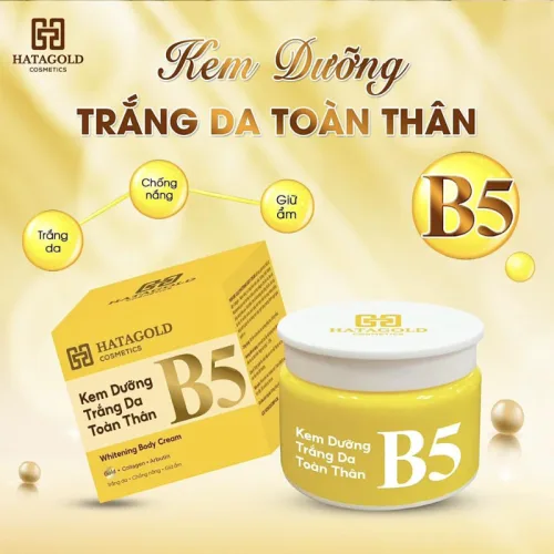 Kem body B5 Hatagold Cosmetics dưỡng sáng da, màu kem, 100g
