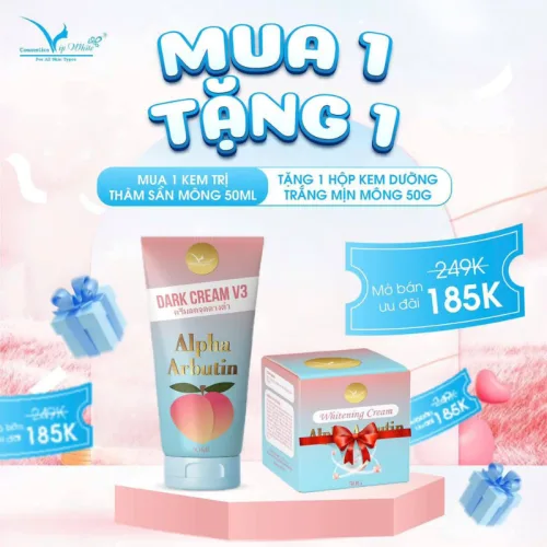 Nơi lấy sỉ kem Giảm Thâm Mông Dark Cream V3 Alpha Arbutin Vip White 50ml & Tặng Hộp 15g Chính Hãng