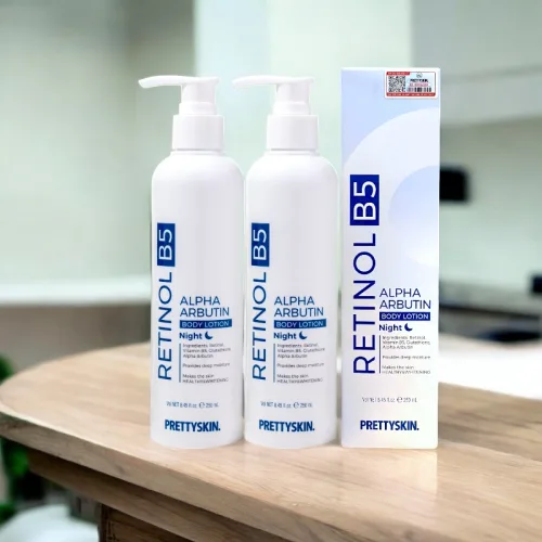 PrettySkin Body Lotion ban đêm màu xanh Retinol B5 Alpha Arbutin 250ml