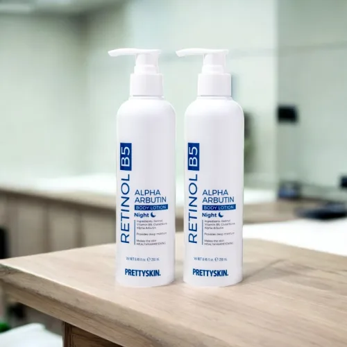 PrettySkin Body Lotion ban đêm màu xanh Retinol B5 Alpha Arbutin 250ml