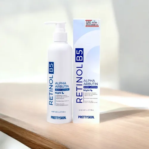 PrettySkin Body Lotion ban đêm màu xanh Retinol B5 Alpha Arbutin 250ml