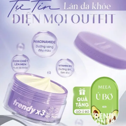 Kem body Trendy Meea Origin dịch chiết lên men, kèm gói ủ bơ