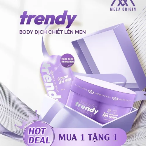 Kem body Trendy Meea Origin dịch chiết lên men, kèm gói ủ bơ