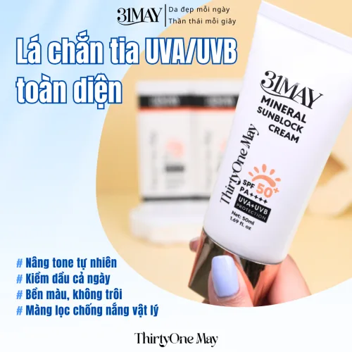 31May Mineral Sunblock Cream SPF50+ PA++++ 50ml