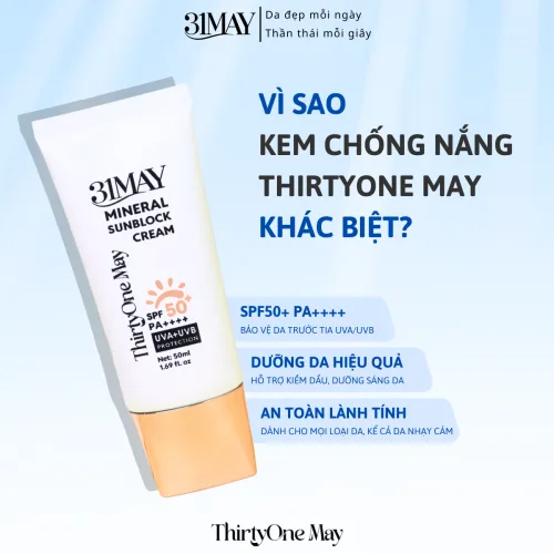 31May Mineral Sunblock Cream SPF50+ PA++++ 50ml