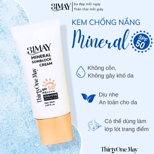 31May Mineral Sunblock Cream SPF50+ PA++++ 50ml
