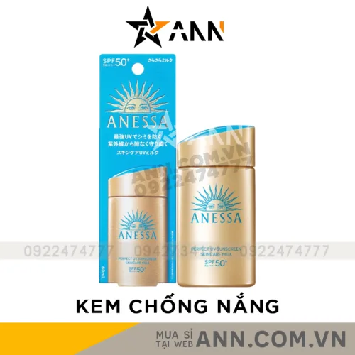 Kem chống nắng Anessa Perfect UV Sunscreen Skincare Milk màu xanh 60ml