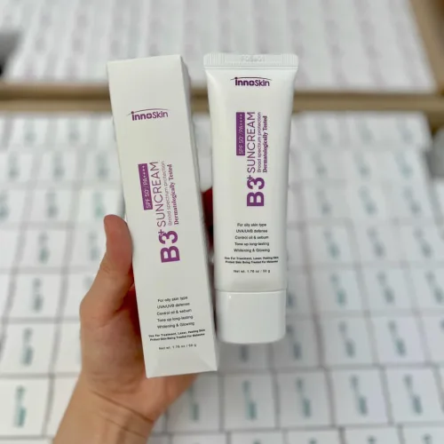 Chuyên sỉ kem Chống Nắng B3 InnoSkin Màu Tím Cho Da Dầu