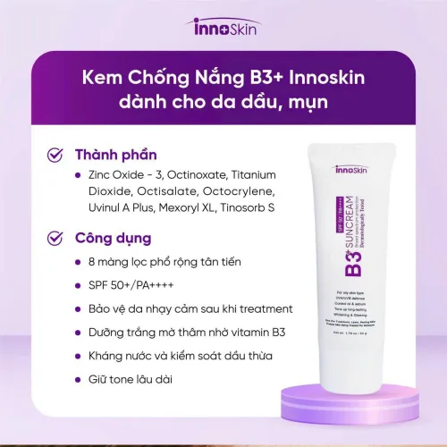 Chuyên sỉ kem Chống Nắng B3 InnoSkin Màu Tím Cho Da Dầu