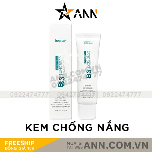 Shop sỉ kem Chống Nắng B3 InnoSkin Màu Xanh Cho Da Khô