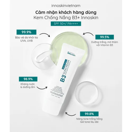 Shop sỉ kem Chống Nắng B3 InnoSkin Màu Xanh Cho Da Khô