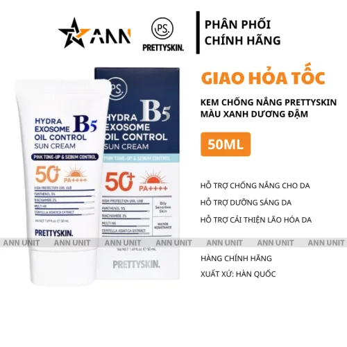 PrettySkin Kem Chống Nắng B5 Màu Xanh Dương Đậm 50ml