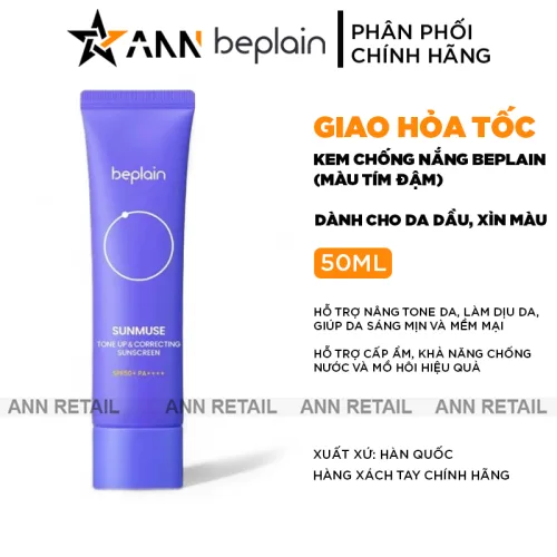Chuyên sỉ kem Chống Nắng Beplain Sunmuse Tone Up Màu Tím Đậm - Dành Cho Da Dầu Xỉn Màu 50ml