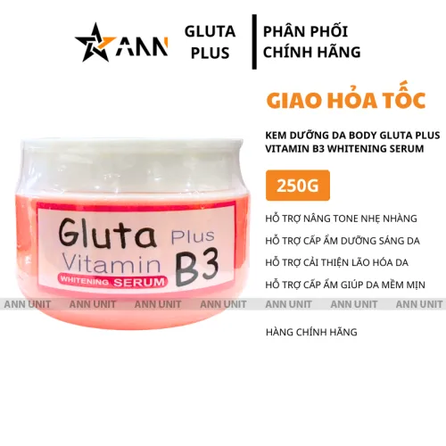 Kem dưỡng da toàn thân 250g Gluta Plus Vitamin B3 Whitening Serum