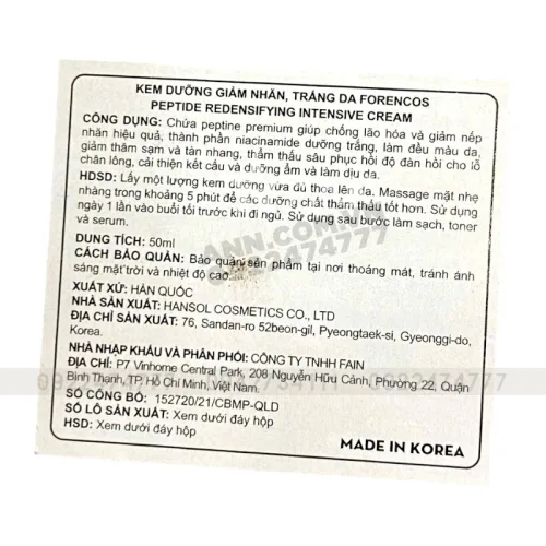 Kem Peptide Redensifying Forencos tím 50ml
