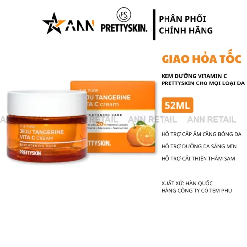 Kem dưỡng da Prettyskin The Pure Jeju Tangerine Vita C 52ml