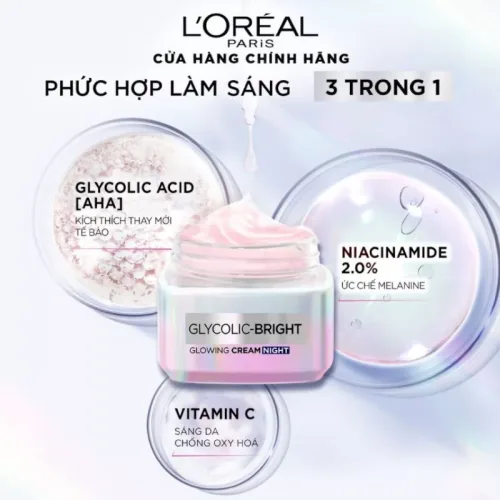 Chỗ sỉ kem Dưỡng Trắng Da Loreal Paris Ban Đêm Glycolic-Bright Glowing Cream Night 50ml Loreal