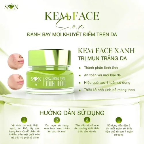 Kem dưỡng da SON Face màu xanh, 5 g