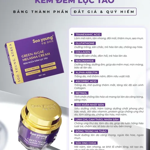 Nguồn hàng sỉ kem Face Tím Giảm Nám Soo Young Mini Green Algae Melasma Cream