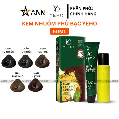 Kem nhuộm phủ bạc Yeho màu kem 60 ml, chọn mã C1-C5