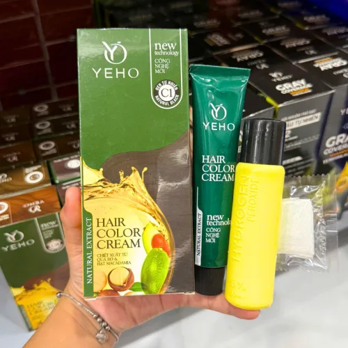 Yeho C1 Kem Nhuộm Tóc Phủ Bạc Màu Đen Tự Nhiên 60ml