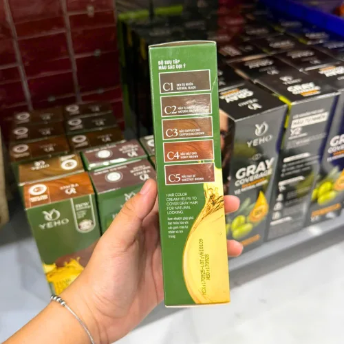 Yeho C1 Kem Nhuộm Tóc Phủ Bạc Màu Đen Tự Nhiên 60ml