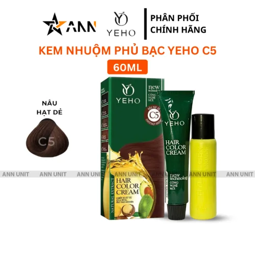 Kem nhuộm Yeho C5 phủ bạc màu nâu hạt dẻ, 60 ml