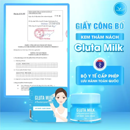 Kem Gluta Milk Vip White 15g kèm xịt khử mùi 10ml