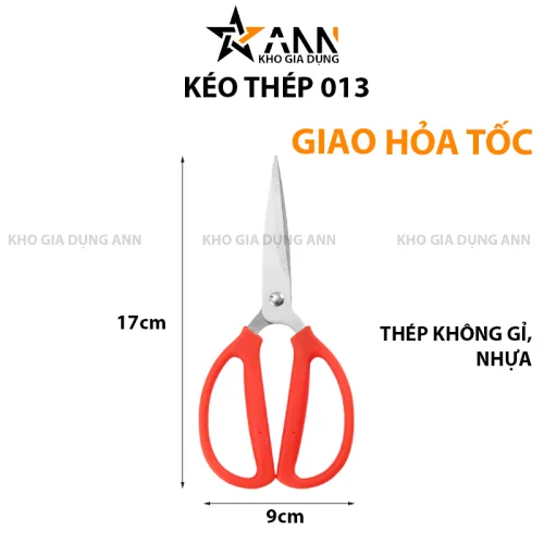 Kéo 013 Đa Năng Thép Không Rỉ Màu Đỏ, Kích Thước 17x9x1,5cm
