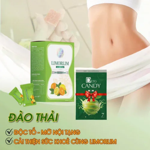 Kẹo chanh Limorlim Ez Beauty hộp 7 viên, quà tặng 1 Deto Candy