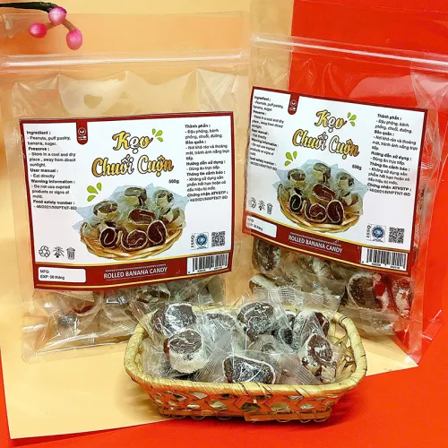 Nơi lấy sỉ kẹo Chuối Cuộn Túi Zip 500g
