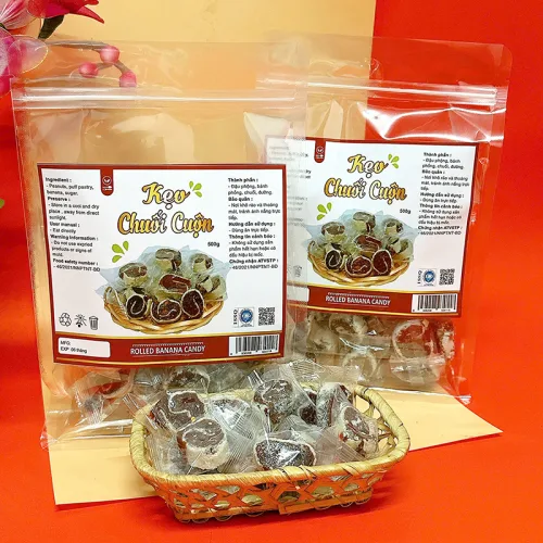 Nơi lấy sỉ kẹo Chuối Cuộn Túi Zip 500g