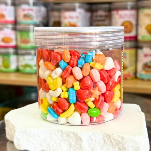 Kẹo cứng mini ngũ sắc hương vị trái cây đóng hộp Pet 300g