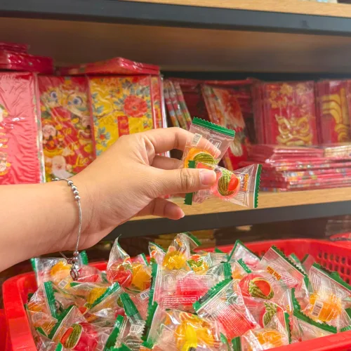 Kẹo dẻo dưa hấu hàng xá có nhân, hộp 200g