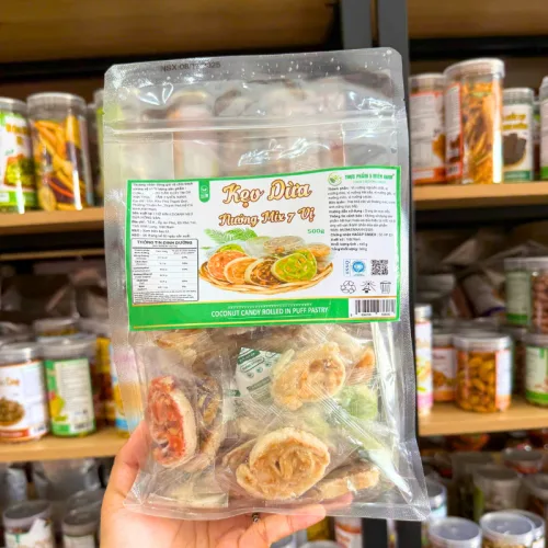 Kẹo Dừa Nướng Hỗn Hợp 7 Vị, Túi Zip Trong 500g
