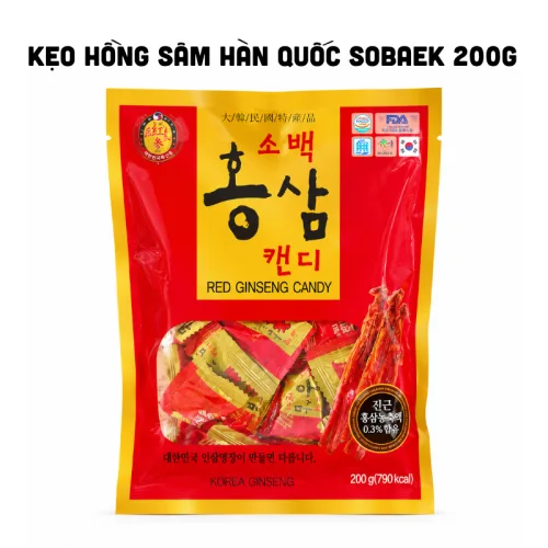 Chuyên sỉ kẹo Hồng Sâm Hàn Quốc Sobaek 200g
