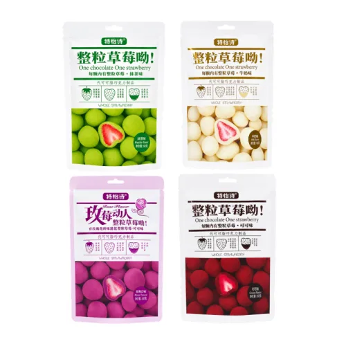 Khám phá Kẹo Socola Bọc Dâu Tây Thơm Ngon - 4 Vị Socola, Sữa Chua, Hoa Hồng, Matcha 60g thuộc nhóm kẹo socola