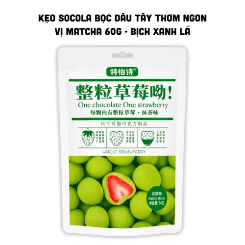 Nơi lấy sỉ kẹo Socola Bọc Dâu Tây Thơm Ngon Vị Matcha 60g - Bịch Xanh Lá